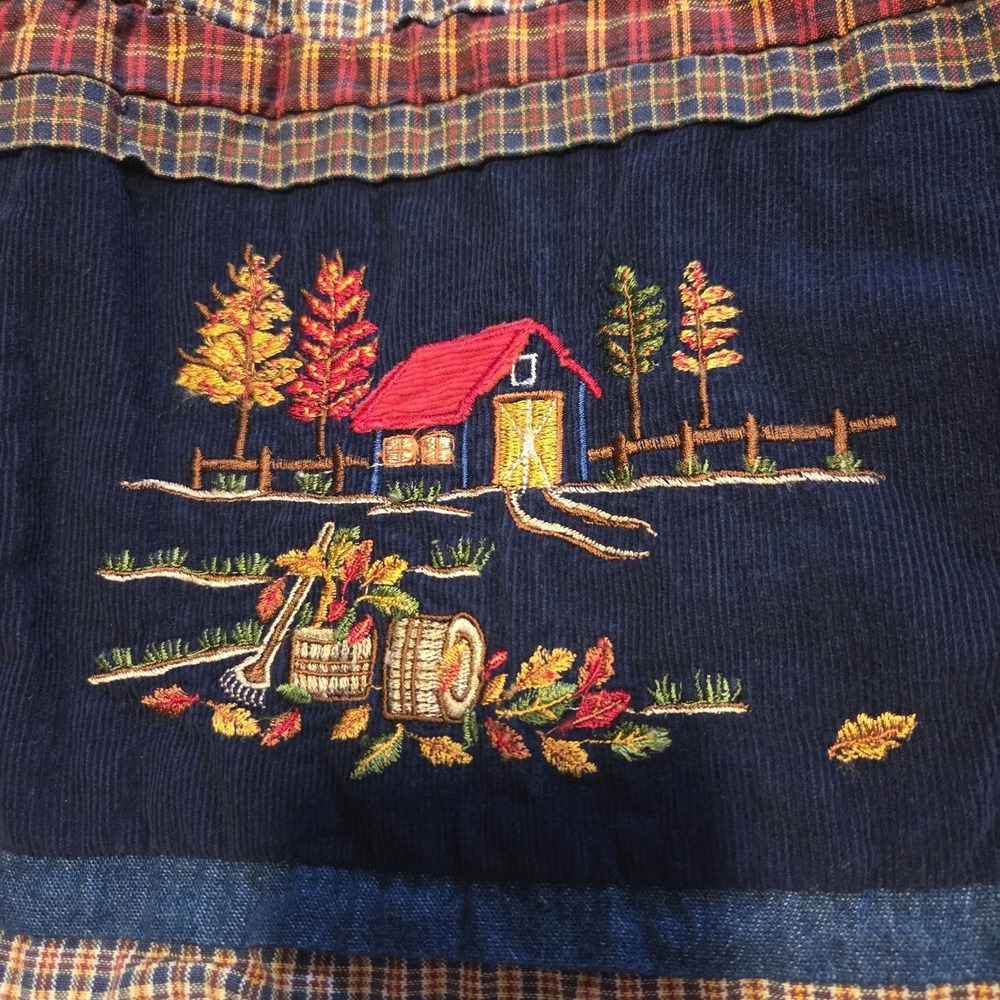 Vintage Autumn Casey & Max Plaid Vest with Embroidered Leaves Women's Large - Picture 3 of 6